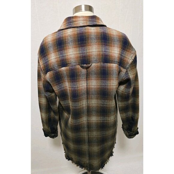 We The Free People Anneli Plaid Shirt Jacket Womens Small Button Down Ombre - Picture 3 of 8